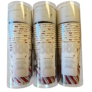 PAPYRUS Peppermint Candy Cane 36 Hot Cups Sleeves Lids 16 oz Disposable Paper